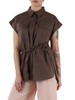 MARRONE | Giacca camicia manica corta in cotone
