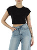 NERO | T-shirt cropped in cotone con strass