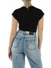 NERO | T-shirt cropped in cotone con strass