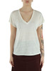 BIANCO | T-shirt collo a V in lino ARENDAL