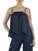 BLU | Top in misto viscosa con strass e perline