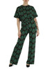 VERDE | Pantalone stampato in jersey di viscosa stretch
