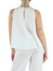 OFF WHITE | Top svasato in lino e viscosa con ricamo logo