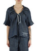 BLAU | Indigo-Denim-Bluse aus Lyocell und Leinen