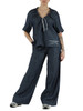 BLAU | Indigo-Denim-Bluse aus Lyocell und Leinen