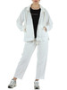 BIANCO | Felpa in cotone garzato collo alto con zip