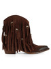 MARRONE | Stivaletto texano in suede con frange
