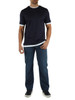 BLU SCURO | T-shirt in cotone Giza con inserti a contrasto