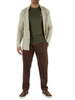 BEIGE | Doppelreihige Strickjacke aus Baumwollmischung