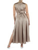 BEIGE | Abito midi GITA in satin con cintura gioiello