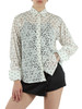 BIANCO | Camicia in cotone ricamo Sangallo con stampa logo all over