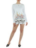 BIANCO | Abito corto in cotone con stampa Riders