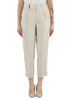 BEIGE | Pantalone con pinces in gabardina di lino