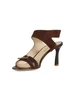 MARRONE | Sandali con tacco in suede con inserti in pelle
