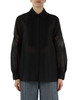 NERO | Camicia in misto lyocell con maniche ricamate