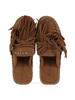 MARRONE | Mocassino mule in suede con frange