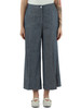 BLU | Pantalone cropped effetto denim in lino e viscosa