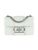 BIANCO | Borsa a tracolla con placca logo frontale