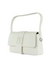 BIANCO | Borsa a spalla effetto martellato con placca logo