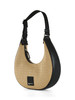 BEIGE | Borsa mezza luna effetto rafia con patch logo