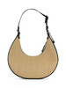 BEIGE | Borsa mezza luna effetto rafia con patch logo