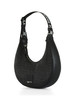 NERO | Borsa mezza luna effetto rafia con patch logo