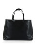 SCHWARZ | Leder-Tote-Bag mit geprägtem Logo