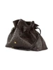 MARRONE | Borsa a tracolla in pelle con stampa struzzo