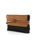 SCHWARZ | Strohpochette mit Leder BELTY
