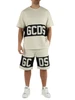 BEIGE | T-shirt loose fit in cotone con inserti stampa logo