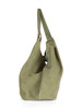 GRÜN | DUA Large Schultertasche aus Veloursleder