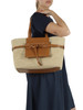 BEIGE | BELTY Einkaufstasche aus Stroh und Leder