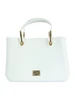 BIANCO | Borsa a mano FLAT KIRA con placca logo
