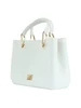 BIANCO | Borsa a mano FLAT KIRA con placca logo