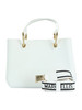 BIANCO | Borsa a mano FLAT KIRA con placca logo