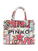 BIANCO | Borsa stampata BEACH SHOPPER in canvas