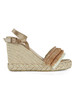 BEIGE | Sandali con zeppa e frange