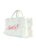 BIANCO | BEACH: Borsa shopping CALI Midi in canvas con rouches