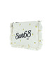 BIANCO | BEACH: Pochette ricamata in canvas con rouches