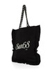 NERO | BEACH: Borsa shopper in canvas con rouches