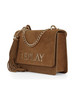 MARRONE CHIARO | Borsa a tracolla in suede con scritta logo in metallo