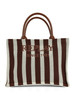 MARRONE | Borsa shopping in tessuto traforato con ricamo logo