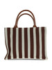 MARRONE | Borsa shopping in tessuto traforato con ricamo logo