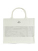 PANNA | Borsa shopping in ecopelle intrecciata con placca logo