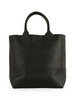 SCHWARZ | Mittlere Shopper-Tasche in gehämmertem Effekt