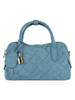 AZZURRO | Borsa a mano in ecosuede intrecciato con lucchetto decorativo