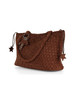 MARRONE | Borsa shopping media in ecosuede intrecciato