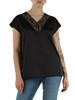 NERO | Top satinato STAFFA con inserto in pizzo