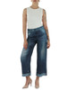BLU | Pantalone in satin con stampa denim