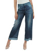 BLU | Pantalone in satin con stampa denim